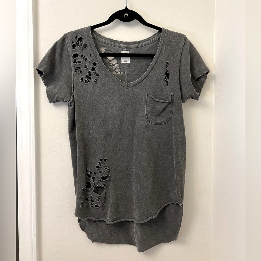 NSF Charcoal Grey Distressed Tee